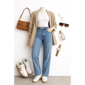 Abercrombie & Fitch 90s Straight Ultra High Rise Jeans 33/16 Medium Wash Denim